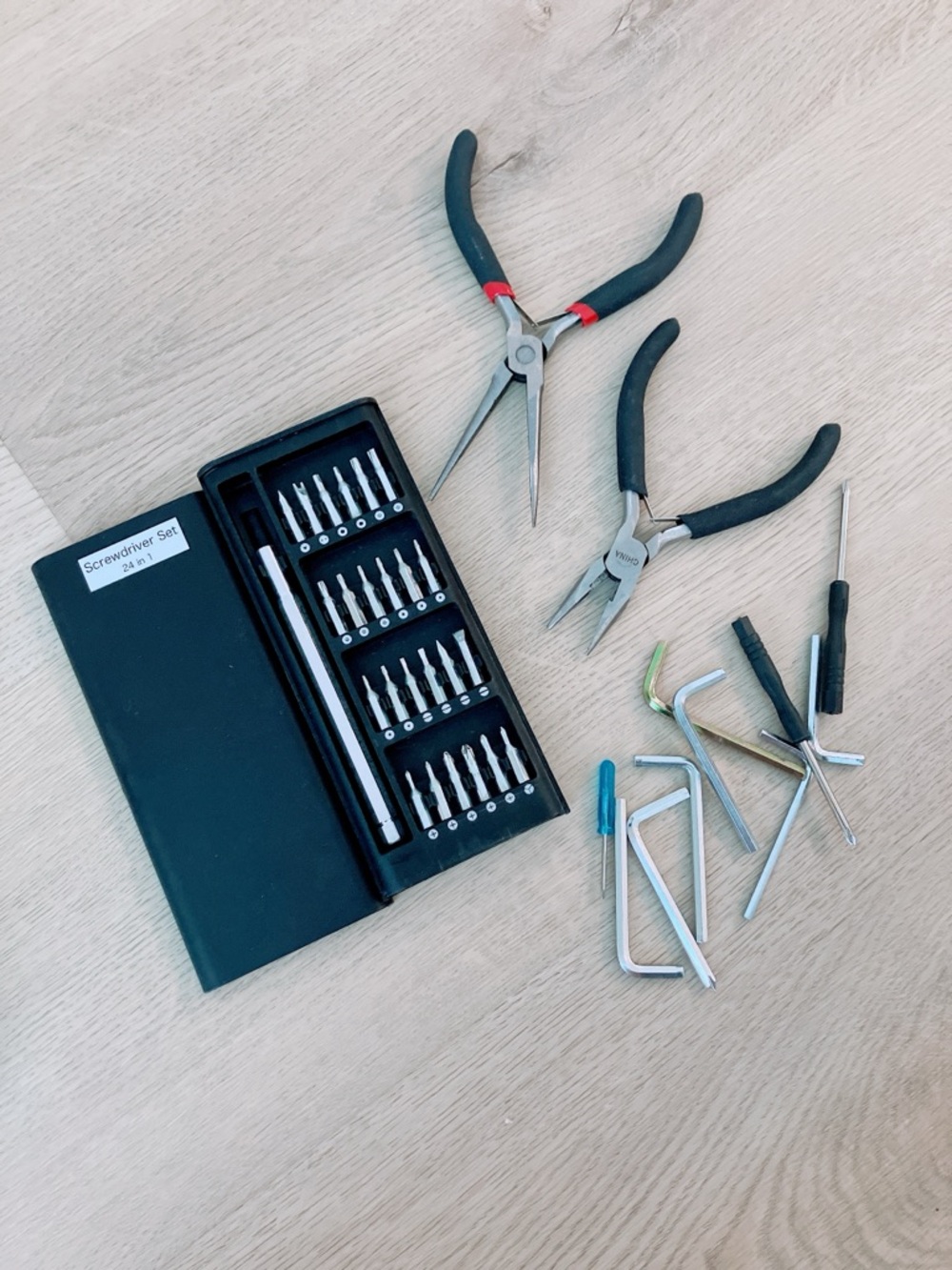 Home Tool Set - Precision Screwdriver 24 in 1, Pliers, Hex Keys